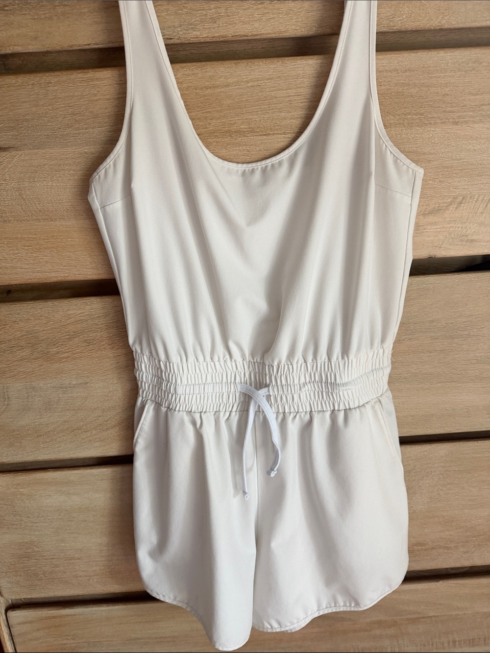 Abercrombie & Fitch White One-Piece Romper with Drawstring Waist